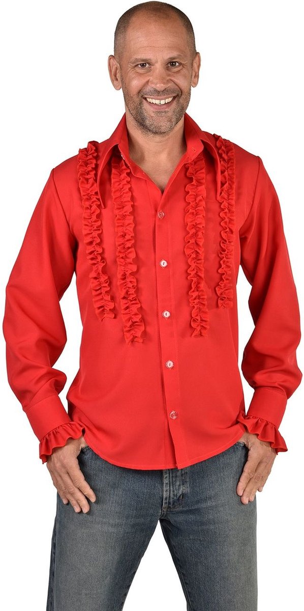 Jaren 80 & 90 Kostuum | Rouches Overhemd Love Rood Man | Medium | Halloween | Verkleedkleding